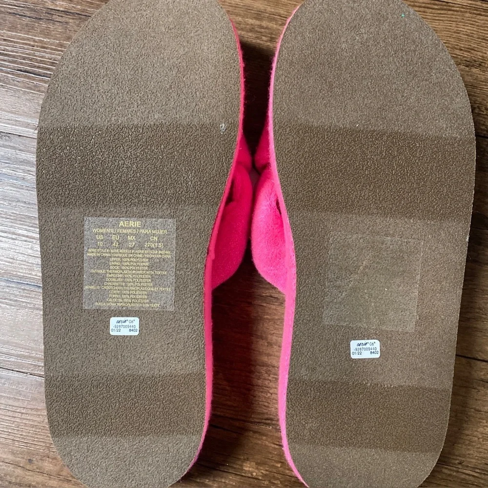 aerie Bright Pink Knotted Terry Platform Slides 10